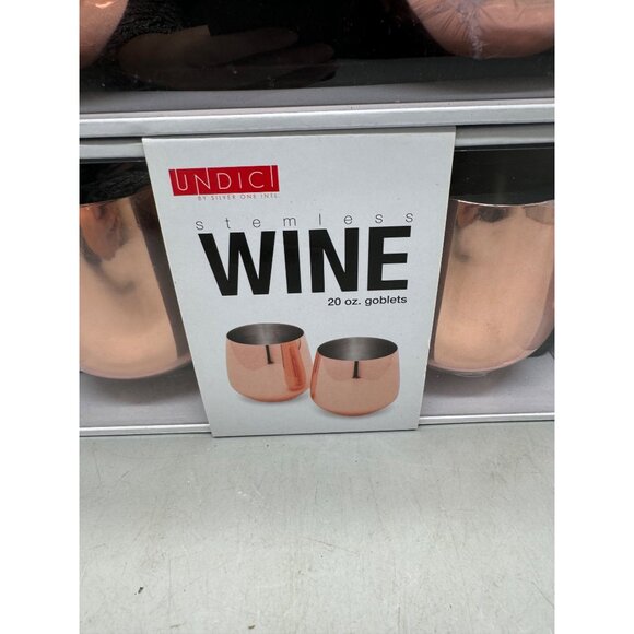 Undici Stemless Wine Goblets 20 Oz Set 4 Copper Finish stainless steel READ NEW - Picture 4 of 6